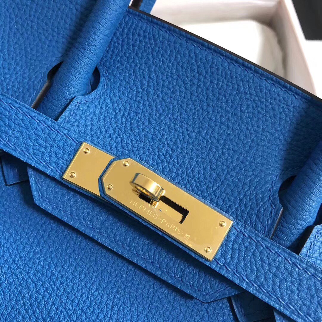 Hermes Birkin 30CM Togo Leather Handbag Peacock Blue